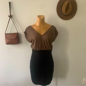 Express Copper Brown Colorblock Dress